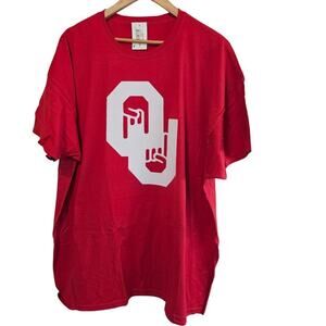 Oklahoma University OU T-Shirt Mens Sz 2X Red White Only One Horns Down Sooners
